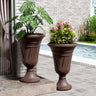 23" Tall Plastic Urn Planter (2-Pack) – Planters for Outdoor Plants with Drainage Holes & Trophy Design, Heavy-Duty Classic Indoor Large Flower Pots for Home Garden, Front Porch & Decor, Black