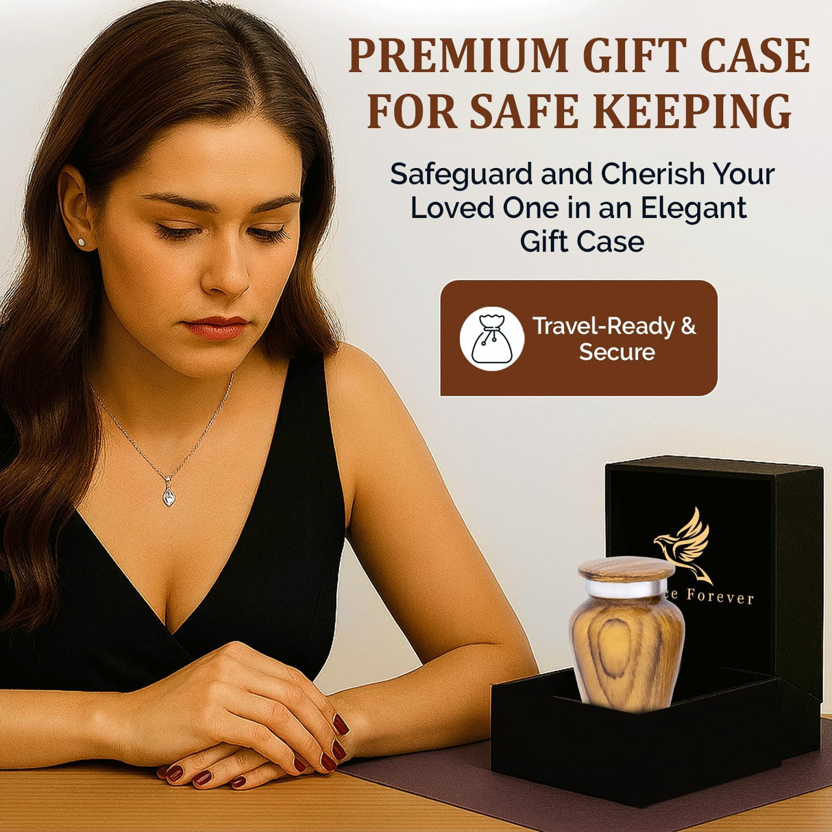 Metallic Wooden Print Small Urns for Human Ashes Keepsake - Mini Urn for Ashes Adult Male & Female - Keepsake Urns Set - Honor Your Loved One with Funeral Memorial Urn (Wooden, Set of 4)