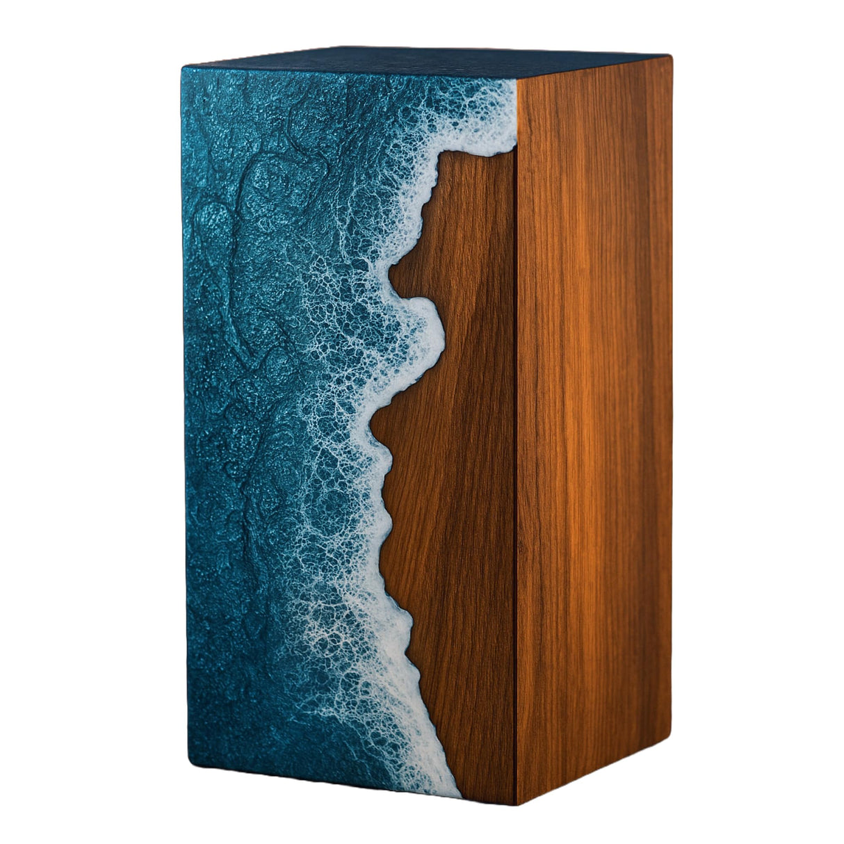 Handcrafted Rosewood & Ocean Wave Epoxy Resin Urn for Ashes – Memorial Cremation Urn Box for Human & Pet Ashes ((Keepsake - 5" Hx4 W (20 Cu/in))