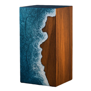 Handcrafted Rosewood & Ocean Wave Epoxy Resin Urn for Ashes – Memorial Cremation Urn Box for Human & Pet Ashes ((Keepsake - 5" Hx4 W (20 Cu/in))