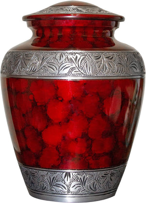 Extra Large Companion Human Funeral Cremation Urn, Personalized Double Urn for Two Adults (Red)