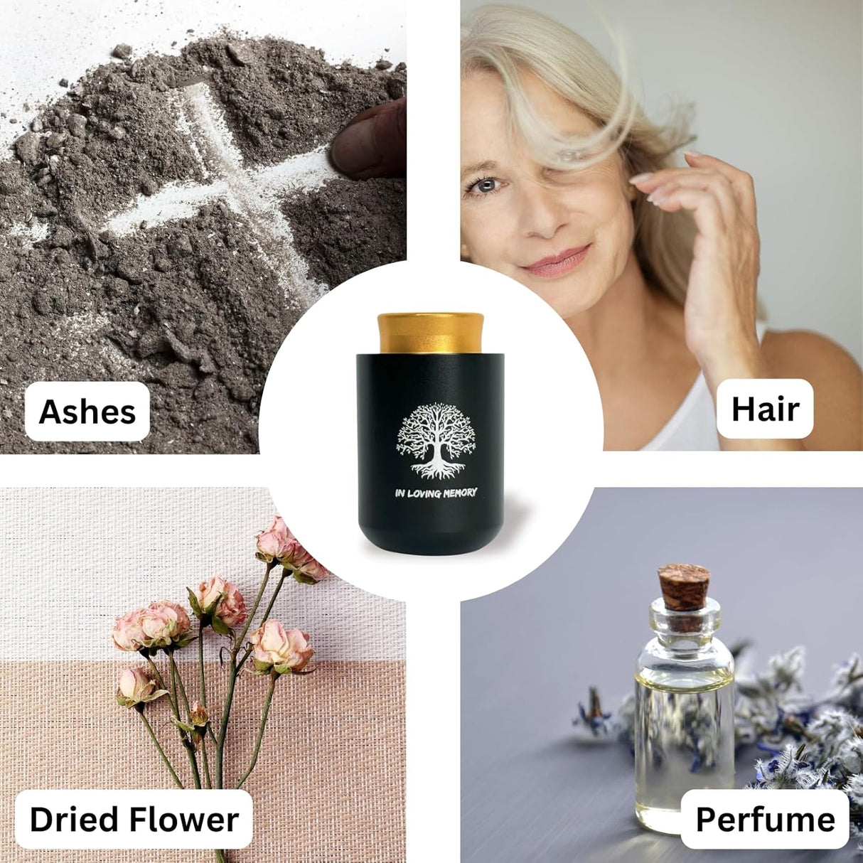 Plant Urn with Hydroponics Glass Vase, Small Urns for Human Ashes Keepsake, Memorial Keepsake Urn for Human Ashes, Mini Urns Small Urn for Ashes, Black