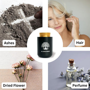 Plant Urn with Hydroponics Glass Vase, Small Urns for Human Ashes Keepsake, Memorial Keepsake Urn for Human Ashes, Mini Urns Small Urn for Ashes, Black