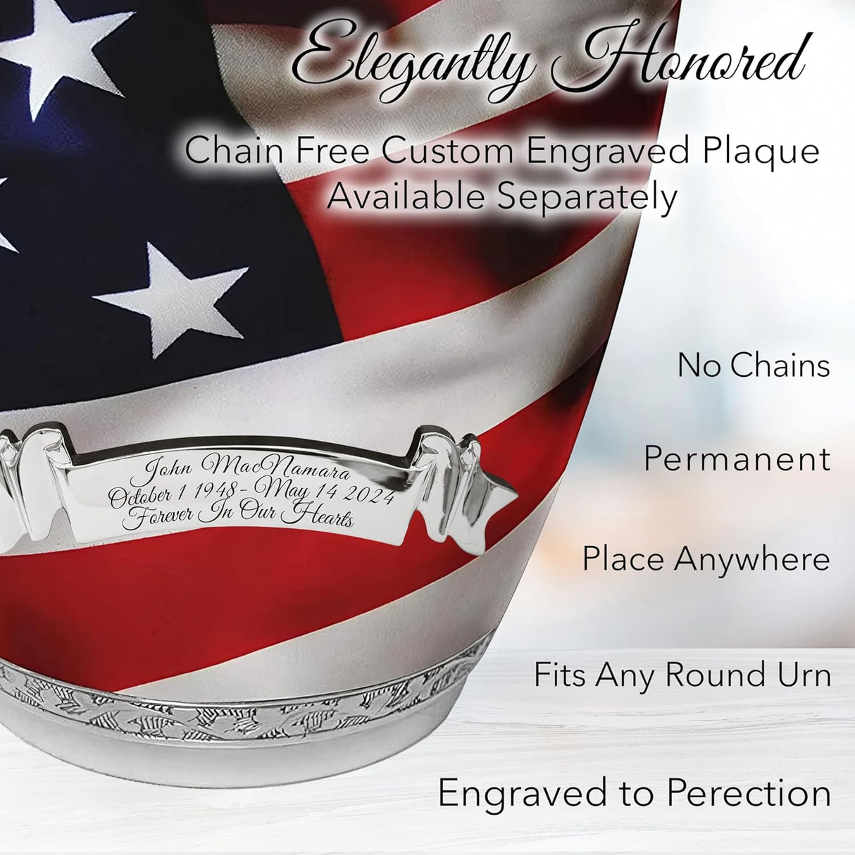 American Flag Cremation Urn for Ashes Adult Male - Beautifully Handcrafted Patriotic & Personalized Cremation Urns for Human Ashes Adult Man for Veteran or Patriot