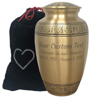 Embossed Bronze Cremation Urn - Adult Bronze Cremation Urn
