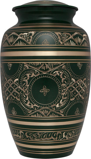 Irish Green Funeral Urn by Liliane Memorials - Cremation Urn for Human Ashes - Hand Made in Brass - Suitable for Cemetery Burial or Niche - Large Size fits Remains of Adults up to 200 lbs - Cassis
