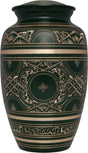 Irish Green Funeral Urn by Liliane Memorials - Cremation Urn for Human Ashes - Hand Made in Brass - Suitable for Cemetery Burial or Niche - Large Size fits Remains of Adults up to 200 lbs - Cassis