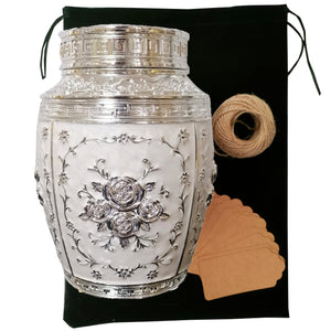 Keepsake Rose Urns for Human Ashes Medium Cremation Burial Urn for Adult Human Ashes Beautiful Zinc Alloy Decorative Funeral Urns, 7.1" H x 4.7" L（Bronze）