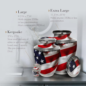 American Flag Cremation Urn for Ashes Adult Male - Beautifully Handcrafted Patriotic & Personalized Cremation Urns for Human Ashes Adult Man for Veteran or Patriot