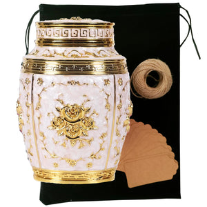 Keepsake Rose Urns for Human Ashes Medium Cremation Burial Urn for Adult Human Ashes Beautiful Zinc Alloy Decorative Funeral Urns, 7.1" H x 4.7" L（Bronze）