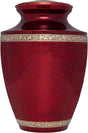 Red Funeral Urn by Liliane Memorials - Cremation Urn for Human Ashes - Hand Made in Brass - Suitable for Cemetery Burial or Niche - Large Size fits Remains of Adults up to 200 lbs - Torino Model