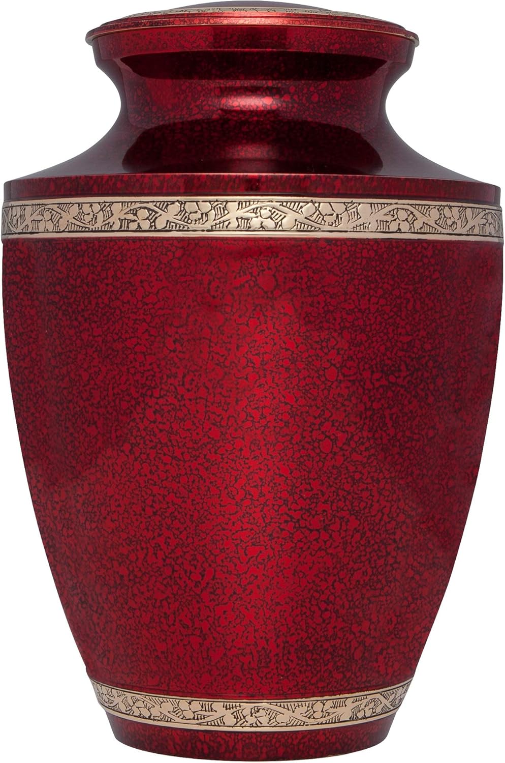 Red Funeral Urn by Liliane Memorials - Cremation Urn for Human Ashes - Hand Made in Brass - Suitable for Cemetery Burial or Niche - Large Size fits Remains of Adults up to 200 lbs - Torino Model