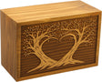Wooden Box Funeral Cremation Urns for Human Ashes Adult Large - Burial Urns for Columbarium - Tree of Life Flying Bird (250 Cubic Inches, Twin Tree - Heart)