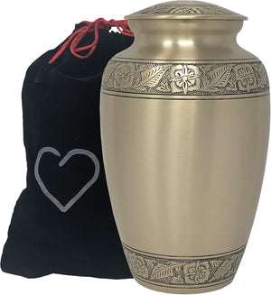Embossed Bronze Cremation Urn - Adult Bronze Cremation Urn