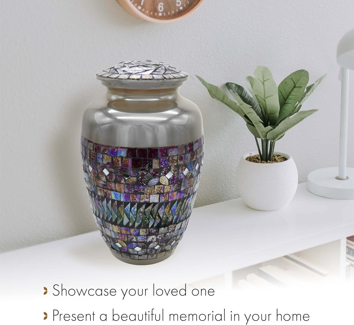 Glass Mosaic Cremation Urn for Ashes for Women - Personalized Cremation Urns for Human Ashes Adult Female Decorative Urns - Beautifully Handcrafted Glass Urn for Women