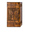 INTAJ Small Wooden Cremation Urns for Human Ashes Adult Male 20 Cubic Inches - Keepsake Urn for Ashes for Women & Men - Angel Wings Guitar Design, Wooden Carved Urn Box, Suitable for Burial & Funeral