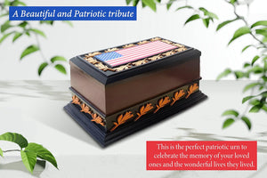 Urns for Ashes - Patriotic Cremation Urn with American Flag - Enduring Ashes Keepsake - Decorative Urns for a Lasting Tribute