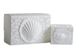 Favorite Place Biodegradable Shell Urn (Large), Eco-Friendly for Cremation or Water Burial (Metallic White K-103)