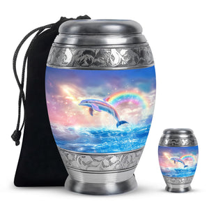 Dolphin Urn for Ashes - Funeral Urns of Human Ashes Adult Female - Cremation Urns for Men & Women - Companion Urn for Mom