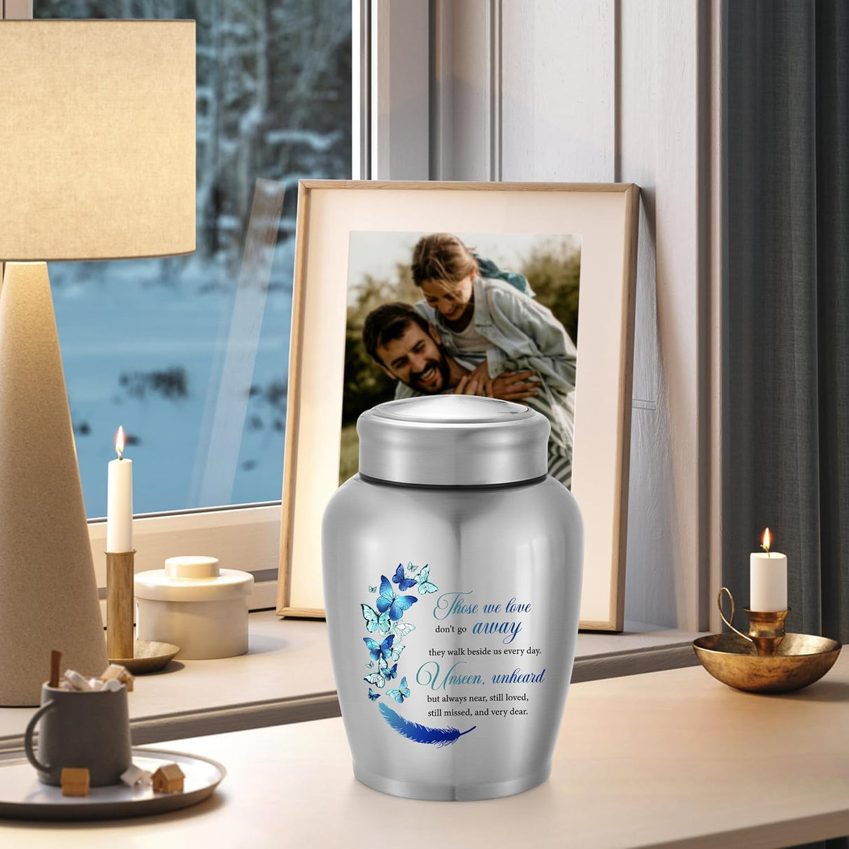 SOITIS Large Urns for Adult Male Female-Decorative Urns, Stainless Steel Funeral Keepsake for Ashes Remains Cremation Urn for Human Ashes for Women Man