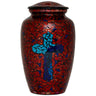 Mosaic Glass Cremation Urn - Hand Made Funeral Urn for Human Ashes - Large Adult Size Burial Urn - Hand Applied Individual Tiles Create a one of a Kind Work of Art - 200 cu in (Blue)