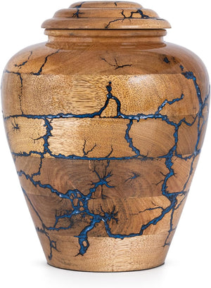 Wooden Cremation Urns for Human Ashes Adult Male 280 Cubic Inches - Urns for Ashes for Women & Men - Blue Urn for Adult Male - Decorative Urn - Burial and Funeral Urn - Blue, Extra Large 280lbs