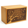 Wooden Box Funeral Cremation Urns for Human Ashes Adult Large - Burial Urns for Columbarium - Tree of Life Flying Bird (250 Cubic Inches, Twin Tree - Heart)