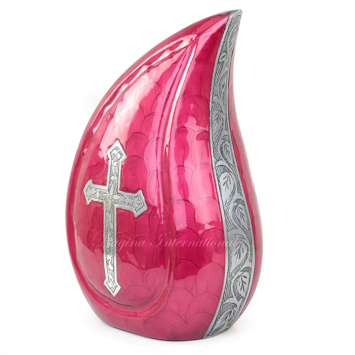 10" Teardrop Chiseled Aluminum Funeral Ashes Urn for Adults and Pets | Cremation Metal Storage with Lid