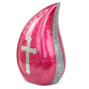 10" Teardrop Chiseled Aluminum Funeral Ashes Urn for Adults and Pets | Cremation Metal Storage with Lid