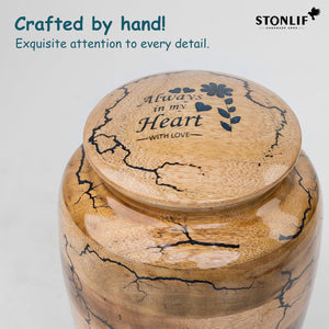 Wooden Urns for Human Ashes Adult Male, Female | Cremation Memorial, Decorative Urn for Ashes, Funeral Urns - Large Up to 250 lbs, Blue