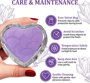 Small Urns for Human Ashes Keepsake - Memorial Keepsake Urn for Ashes for Women & Men - Heart Urn with Stand & Box - Honor Your Loved One with Mini Heart Shaped Urns (Lavender, Small)