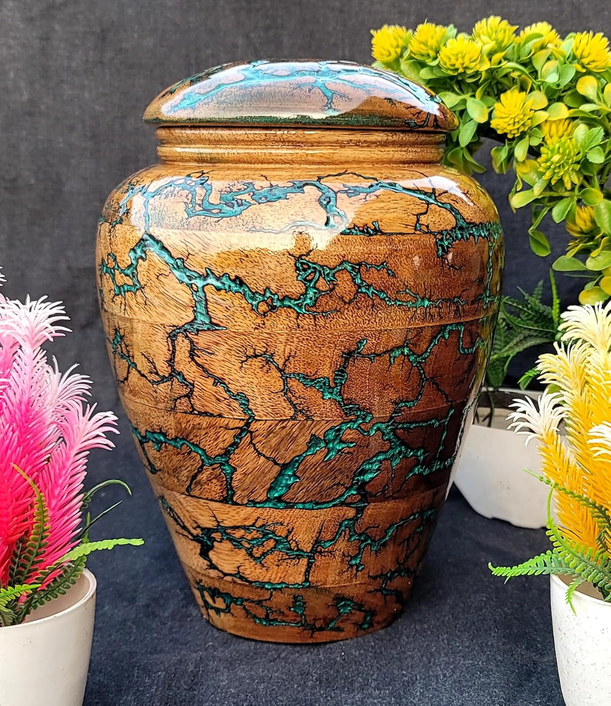 Resin and Wooden Cremation Urn for Human Ashes Male/Female, Cremation Adult Funeral Urn Box, Personalized Urn for Human Ashes - Custom Urn for Ashes (Large)