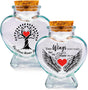 Heart Glass Urns for Ashes - Set of 2 - Sand Jar 'Your Wings Were Ready My Heart Was Not' Small Keepsake Urns for Human, Pet - Tree of Life Memorial Holder