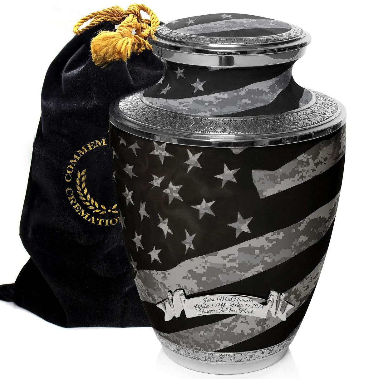 Military Cremation Urn for Ashes Adult Male - Beautifully Handcrafted Decorative Urns & Personalized Army Urns for Human Ashes Adult Man Traditional Camouflage