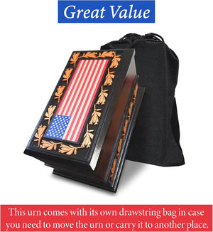 Urns for Ashes - Patriotic Cremation Urn with American Flag - Enduring Ashes Keepsake - Decorative Urns for a Lasting Tribute