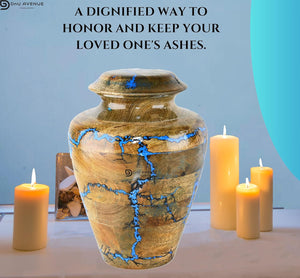 Solid Hand Turned Wooden Urns for Human Ashes Male/Female - Cremation Urns for Men/Women, Blue Decorative Urns for Ashes, Funeral Urns for Adults | X-Large (8x8x11, 250 lbs or 111.39 kg)