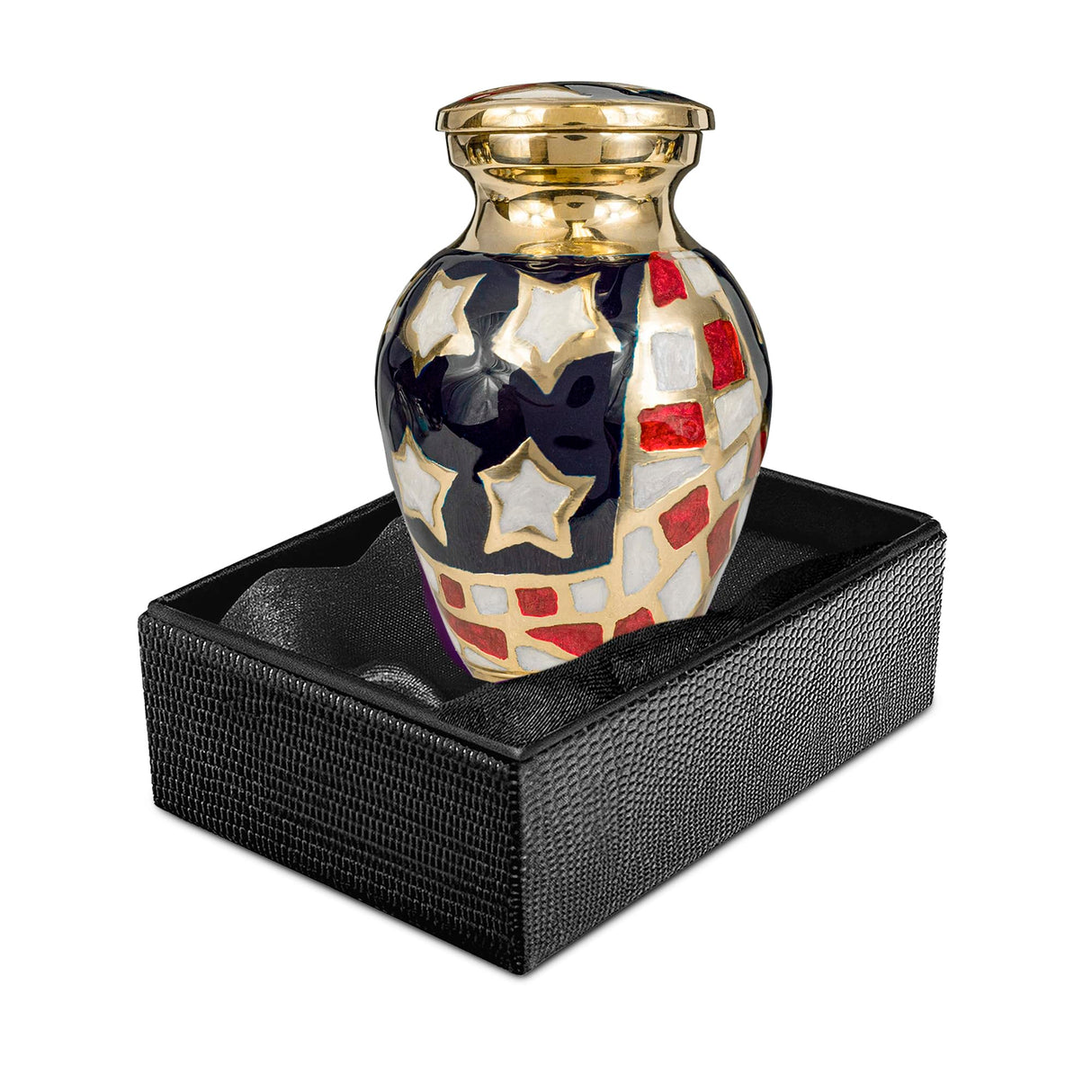 Trupoint Memorials Cremation Urns for Human Ashes, Military and Patriotic Decorative Burial Urn for Veteran Adult Men and Women, Large Blue