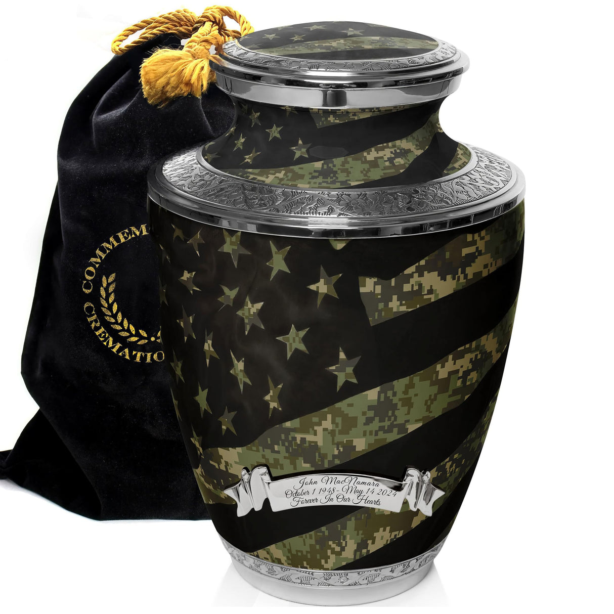 Army Cremation Urn for Ashes Adult Male - Beautifully Handcrafted Decorative Urns & Personalized Military Urns for Human Ashes Adult Man OCP