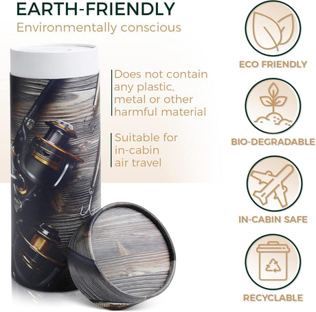 Scattering Tubes for Human Ashes - Cremation Urns for Burial, Travel, Transport & Spreading Cremains - Cabin-Safe Grey Memorial Container Keepsake - Grey Fishing Design Large 14.8" x 5"