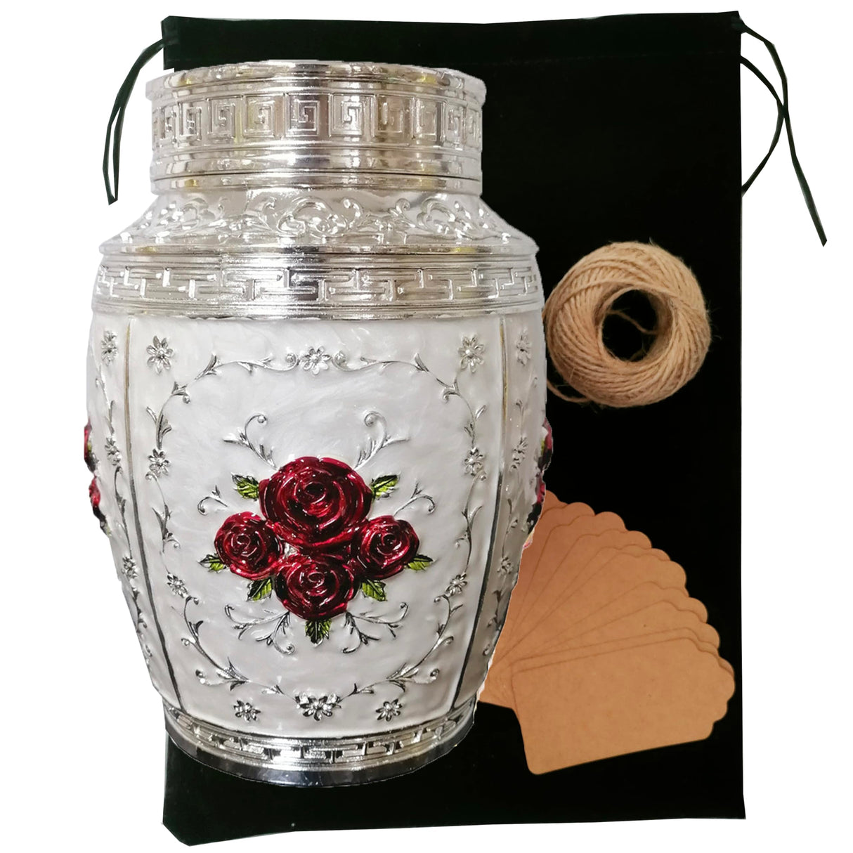 Keepsake Rose Urns for Human Ashes Medium Cremation Burial Urn for Adult Human Ashes Beautiful Zinc Alloy Decorative Funeral Urns, 7.1" H x 4.7" L（Bronze）