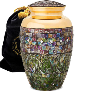 Glass Mosaic Cremation Urn for Ashes for Women - Personalized Cremation Urns for Human Ashes Adult Female Decorative Urns - Beautifully Handcrafted Glass Urn for Women
