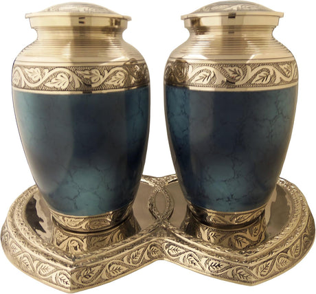 Grecian Companion Urn Set, Blue