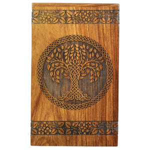 Wooden Cremation Urn for Ashes - Tree of Life Urns, Elegant Funeral and Memorial Urn for Adults, Children, Pets, and Loved Ones, Keepsake Urns for Smaller Remembrances (Medium 180 Cubic inches)