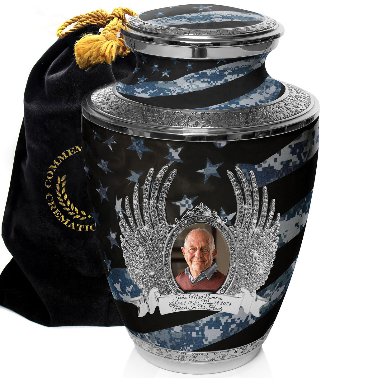 Military Cremation Urn for Ashes Adult Male - Beautifully Handcrafted Decorative Urns & Personalized Army Urns for Human Ashes Adult Man Traditional Camouflage
