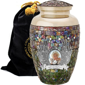 Glass Mosaic Cremation Urn for Ashes for Women - Personalized Cremation Urns for Human Ashes Adult Female Decorative Urns - Beautifully Handcrafted Glass Urn for Women