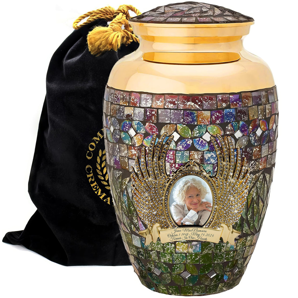 Glass Mosaic Cremation Urn for Ashes for Women - Personalized Cremation Urns for Human Ashes Adult Female Decorative Urns - Beautifully Handcrafted Glass Urn for Women