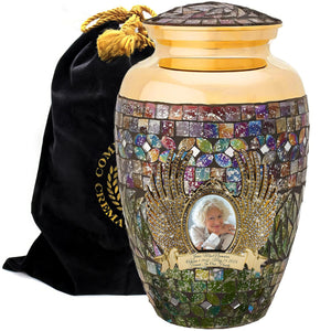 Glass Mosaic Cremation Urn for Ashes for Women - Personalized Cremation Urns for Human Ashes Adult Female Decorative Urns - Beautifully Handcrafted Glass Urn for Women