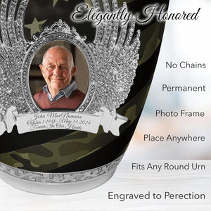 Military Cremation Urn for Ashes Adult Male - Beautifully Handcrafted Decorative Urns & Personalized Army Urns for Human Ashes Adult Man Traditional Camouflage