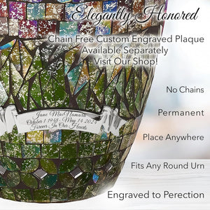 Glass Mosaic Cremation Urn for Ashes for Women - Personalized Cremation Urns for Human Ashes Adult Female Decorative Urns - Beautifully Handcrafted Glass Urn for Women