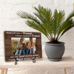 Memorial Picture Frame, Your Life Was A Blessing Photo Frame, Sympathy Gift For Loss Of Mother Father, In Memory of Loved One Bereavement Gifts, Home Office Remembrance Frame With Stand -01